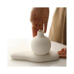 THE GREY BLEND® Concrete Round Bud Vase - Small Flower Vase for Living Room, Bedroom, Center, Coffee & Dining Table - Centerpiece & Showpiece Ideal for Aesthetic Decor & Home Decoration (White) - Image 3