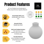 The Grey Blend® Concrete Round Vase | Small Flower Vase for Living Room & Home Decor | White Vase | Mini Flower Pot for Table, Aesthetic Dining Centrepiece (White) - Image 8