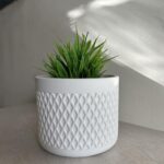 THE GREY BLEND® Round White Concrete Indoor Planter Pot - Small Succulent Container, for Home Decor, Office Table, Work Desk, Center Tables, Decorative Piece