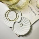 The Grey Blend® Dual Bowl Concrete Shell Trinket Tray - Aesthetic Jewellery Tray to Display Rings, Earrings, Makeup & Perfumes | Perfect for Jewellery Photography & Styling (12.8L x 20.1W x 2.2H) cm