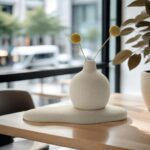 THE GREY BLEND® Concrete Round Bud Vase - Small Flower Vase for Living Room, Bedroom, Center, Coffee & Dining Table - Centerpiece & Showpiece Ideal for Aesthetic Decor & Home Decoration (White) - Image 2