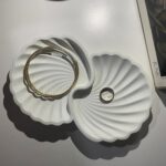 The Grey Blend® Dual Bowl Concrete Shell Trinket Tray - Aesthetic Jewellery Tray to Display Rings, Earrings, Makeup & Perfumes | Perfect for Jewellery Photography & Styling (12.8L x 20.1W x 2.2H) cm - Image 5