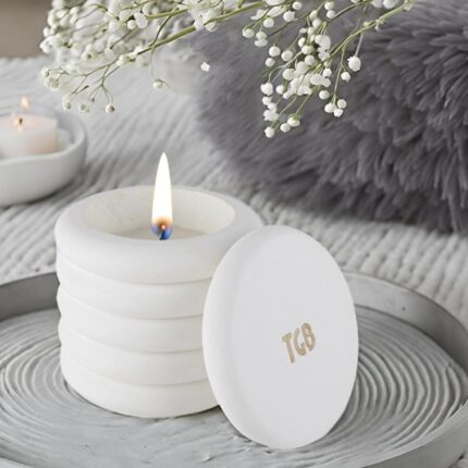 THE GREY BLEND® Aesthetic Soy Wax Candles in Luxury Concrete Jar with Lid, 20+ Hrs Burn Time, White Chocolate Scent, Perfect for Home Fragrance, Dinner, Bedroom, Bathroom, Christmas, Diwali & Gifting