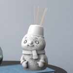 The Grey Blend® Snowman-Shaped Concrete Holder – Multipurpose Toothpick Holder & Reed Diffuser Pot for Home Décor – Stylish & Durable Storage Jar