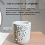 The Grey Blend® Concrete Pen Stand for Office Table | Aesthetic Desk Organizer for Home & Office | Durable & Stylish Stationery Holder | Minimalist Design for Study & Workspaces - Image 6