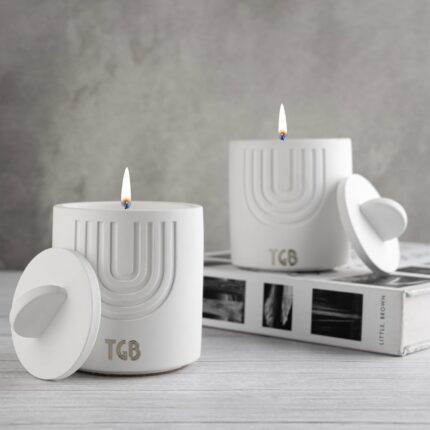 THE GREY BLEND® White Chocolate Scented Soy Wax Candles in Aesthetic Concrete Jar with Lid, 19+ Hrs Burn Time, Perfect for Date Night, Home Decor, Bedroom, Bathroom, Christmas, Diwali & Gifting