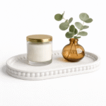 Minimalist Bathroom Tray for Countertop - White Concrete Vanity Organizer (20×12 cm)