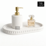 Minimalist Bathroom Tray for Countertop - White Concrete Vanity Organizer (20×12 cm) - Image 10