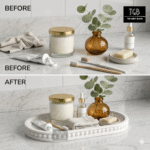 Minimalist Bathroom Tray for Countertop - White Concrete Vanity Organizer (20×12 cm) - Image 9