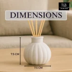 Dimensions of handcrafted white concrete reed diffuser bottle with reed sticks